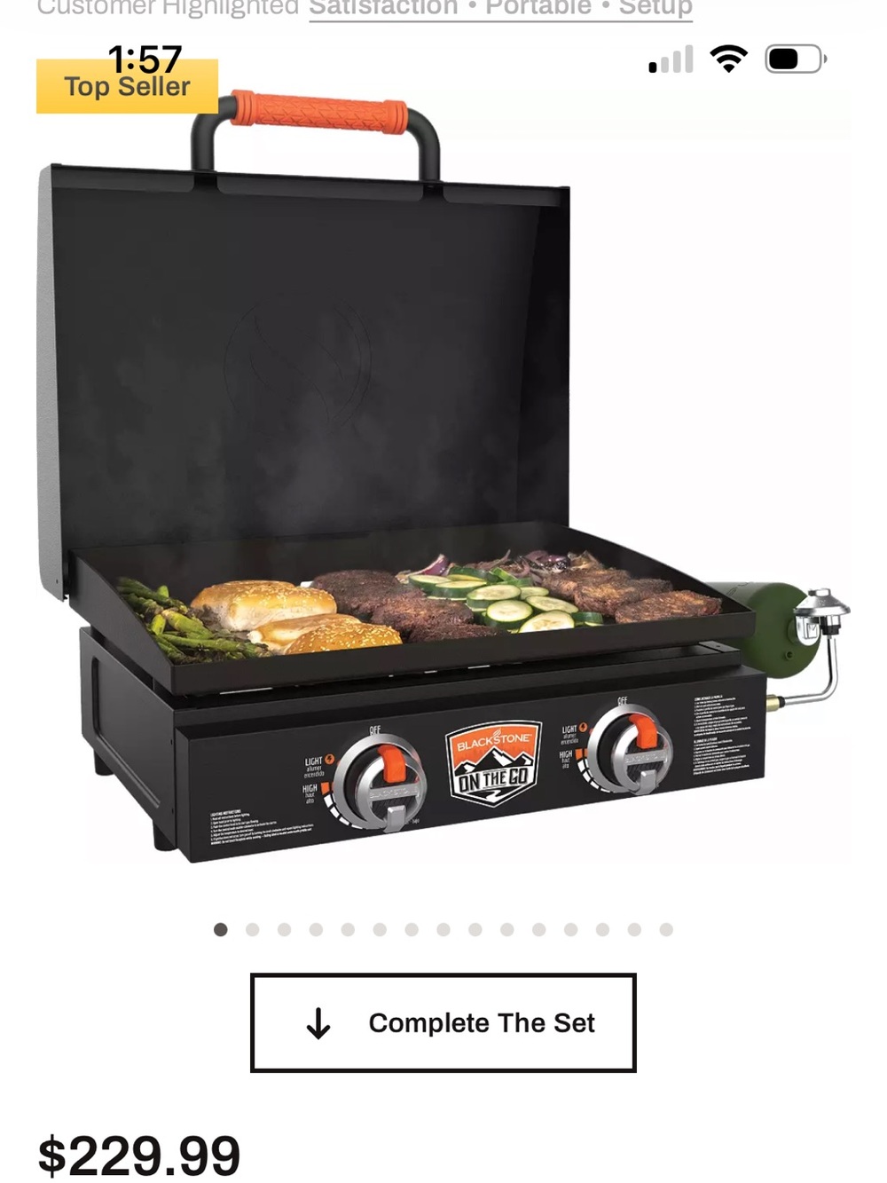 Blackstone Portable Griddle - Black with Orange Handle Accents